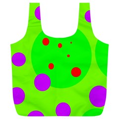 Green And Purple Dots Full Print Recycle Bags (l)  by Valentinaart