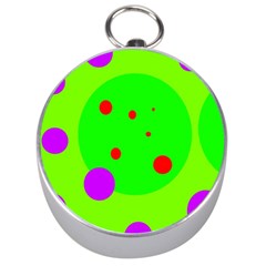 Green and purple dots Silver Compasses