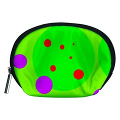 Green And Purple Dots Accessory Pouches (medium)  by Valentinaart