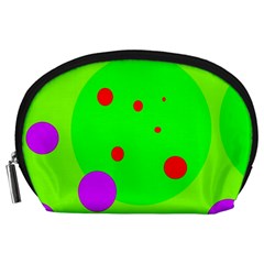 Green and purple dots Accessory Pouches (Large) 