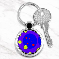 Purple And Yellow Dots Key Chains (round)  by Valentinaart