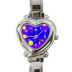 Purple And Yellow Dots Heart Italian Charm Watch by Valentinaart