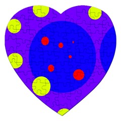 Purple And Yellow Dots Jigsaw Puzzle (heart) by Valentinaart