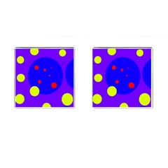 Purple And Yellow Dots Cufflinks (square) by Valentinaart