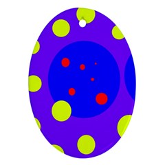 Purple And Yellow Dots Oval Ornament (two Sides)