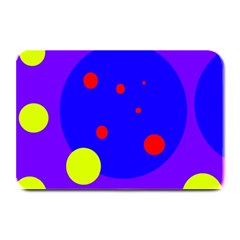 Purple And Yellow Dots Plate Mats by Valentinaart