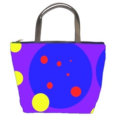 Purple And Yellow Dots Bucket Bags by Valentinaart