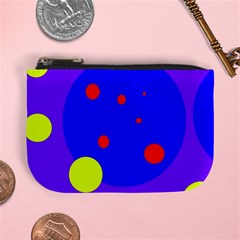 Purple And Yellow Dots Mini Coin Purses by Valentinaart