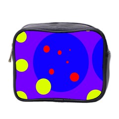 Purple And Yellow Dots Mini Toiletries Bag 2-side by Valentinaart