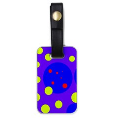 Purple And Yellow Dots Luggage Tags (one Side)  by Valentinaart