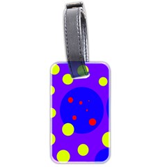 Purple And Yellow Dots Luggage Tags (two Sides) by Valentinaart