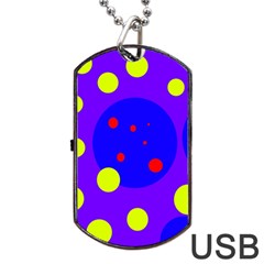 Purple And Yellow Dots Dog Tag Usb Flash (two Sides) 