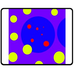 Purple And Yellow Dots Double Sided Fleece Blanket (medium)  by Valentinaart