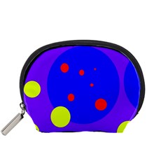 Purple And Yellow Dots Accessory Pouches (small)  by Valentinaart