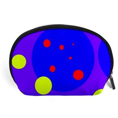 Purple And Yellow Dots Accessory Pouches (large)  by Valentinaart