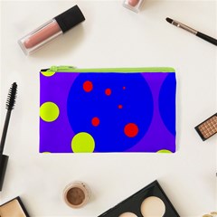 Purple And Yellow Dots Cosmetic Bag (xs) by Valentinaart