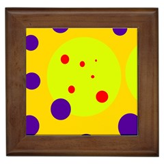 Yellow And Purple Dots Framed Tiles by Valentinaart