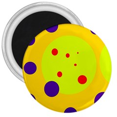 Yellow And Purple Dots 3  Magnets by Valentinaart