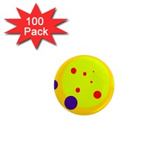 Yellow And Purple Dots 1  Mini Magnets (100 Pack)  by Valentinaart