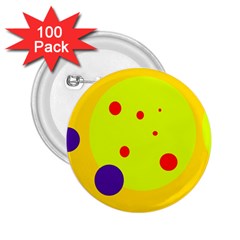 Yellow And Purple Dots 2 25  Buttons (100 Pack)  by Valentinaart