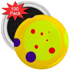 Yellow And Purple Dots 3  Magnets (100 Pack) by Valentinaart