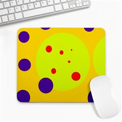 Yellow And Purple Dots Large Mousepads by Valentinaart