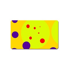 Yellow And Purple Dots Magnet (name Card) by Valentinaart