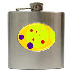 Yellow And Purple Dots Hip Flask (6 Oz) by Valentinaart