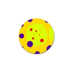 Yellow And Purple Dots Golf Ball Marker by Valentinaart