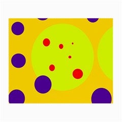 Yellow And Purple Dots Small Glasses Cloth by Valentinaart