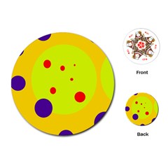 Yellow And Purple Dots Playing Cards (round) 