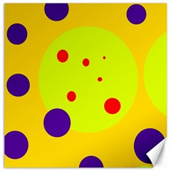 Yellow And Purple Dots Canvas 12  X 12   by Valentinaart