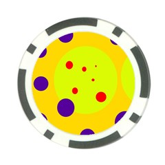 Yellow And Purple Dots Poker Chip Card Guards by Valentinaart