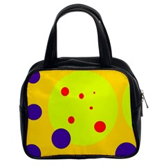 Yellow And Purple Dots Classic Handbags (2 Sides) by Valentinaart