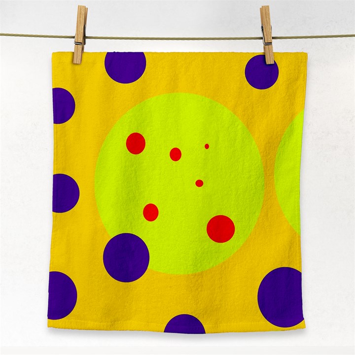 Yellow and purple dots Face Towel