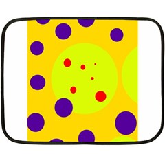 Yellow And Purple Dots Double Sided Fleece Blanket (mini)  by Valentinaart