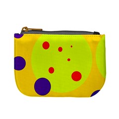 Yellow And Purple Dots Mini Coin Purses by Valentinaart