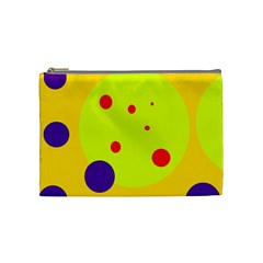 Yellow And Purple Dots Cosmetic Bag (medium)  by Valentinaart