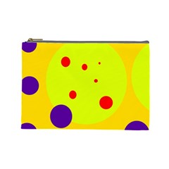 Yellow And Purple Dots Cosmetic Bag (large)  by Valentinaart