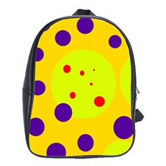 Yellow And Purple Dots School Bags(large)  by Valentinaart