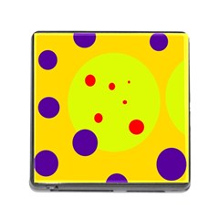 Yellow And Purple Dots Memory Card Reader (square) by Valentinaart