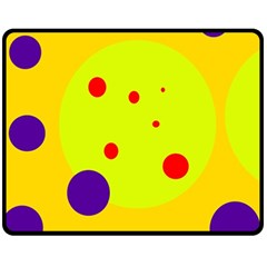 Yellow And Purple Dots Fleece Blanket (medium)  by Valentinaart