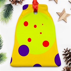 Yellow And Purple Dots Ornament (bell)  by Valentinaart