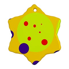 Yellow And Purple Dots Snowflake Ornament (2-side) by Valentinaart