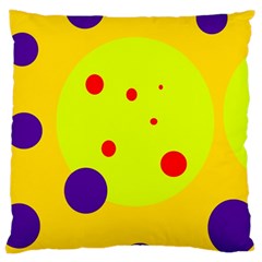 Yellow And Purple Dots Large Cushion Case (one Side) by Valentinaart