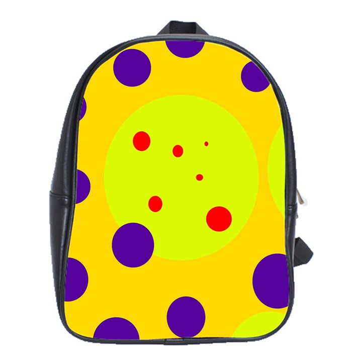 Yellow and purple dots School Bags (XL) 