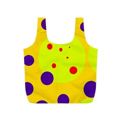 Yellow And Purple Dots Full Print Recycle Bags (s)  by Valentinaart