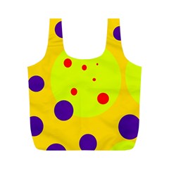 Yellow And Purple Dots Full Print Recycle Bags (m)  by Valentinaart