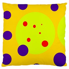 Yellow And Purple Dots Large Flano Cushion Case (two Sides) by Valentinaart