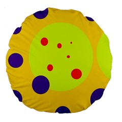 Yellow And Purple Dots Large 18  Premium Flano Round Cushions by Valentinaart